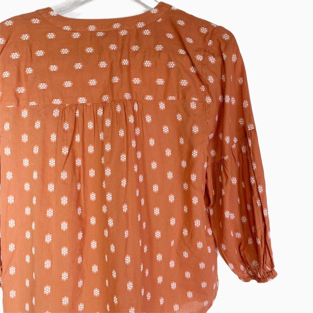 J. Jill Peasant Top Rust Orange Patterned V Neck … - image 4